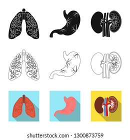 Vector illustration of body and human sign. Set of body and medical stock vector illustration.