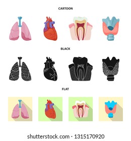 Vector illustration of body and human sign. Set of body and medical stock vector illustration.