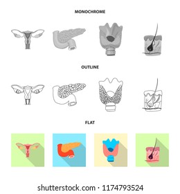 Vector illustration of body and human symbol. Set of body and medical stock symbol for web.