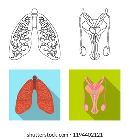 Vector illustration of body and human symbol. Set of body and medical stock symbol for web.
