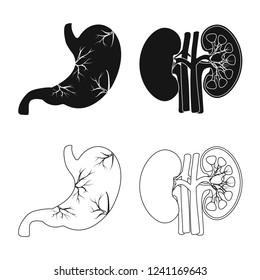 Vector illustration of body and human symbol. Collection of body and medical vector icon for stock.