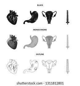 Vector illustration of body and human symbol. Set of body and medical stock symbol for web.