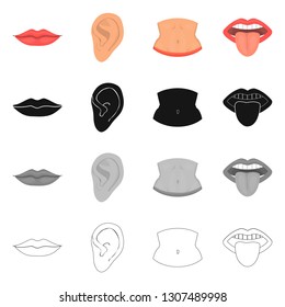 Vector illustration of body and part icon. Set of body and anatomy vector icon for stock.