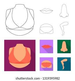 Vector illustration of body and part icon. Set of body and anatomy vector icon for stock.