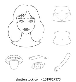 Vector illustration of body and part icon. Set of body and anatomy stock symbol for web.