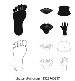 Vector illustration of body and part icon. Set of body and anatomy vector icon for stock.