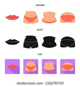 Vector illustration of body and part icon. Set of body and anatomy vector icon for stock.