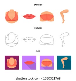 Vector illustration of body and part icon. Set of body and anatomy stock vector illustration.