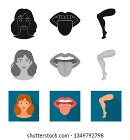 Vector illustration of body and part icon. Set of body and anatomy vector icon for stock.
