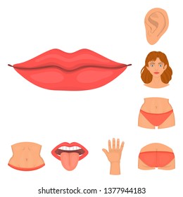 Vector illustration of body and part icon. Set of body and anatomy stock vector illustration.