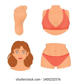 Vector illustration of body and part icon. Set of body and anatomy stock vector illustration.