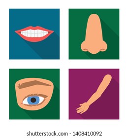 Vector illustration of body and part icon. Set of body and anatomy stock vector illustration.