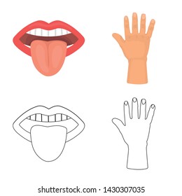 Vector illustration of body and part icon. Collection of body and anatomy stock vector illustration.