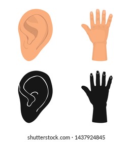 Vector illustration of body and part icon. Set of body and anatomy stock vector illustration.