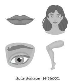 Vector illustration of body and part icon. Collection of body and anatomy stock vector illustration.