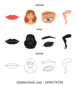 Vector illustration of body and part icon. Set of body and anatomy stock symbol for web.