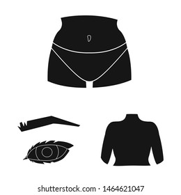 Vector illustration of body and part icon. Set of body and anatomy vector icon for stock.