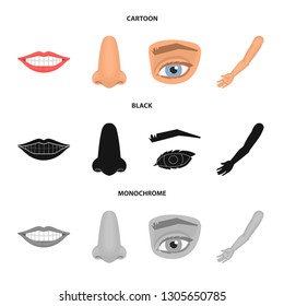 Vector illustration of body and part logo. Collection of body and anatomy stock symbol for web.