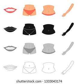 Vector illustration of body and part logo. Collection of body and anatomy vector icon for stock.