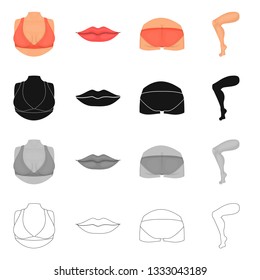 Vector illustration of body and part logo. Set of body and anatomy stock vector illustration.