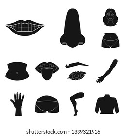 Vector illustration of body and part logo. Collection of body and anatomy stock vector illustration.