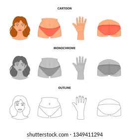 Vector illustration of body and part logo. Collection of body and anatomy stock vector illustration.