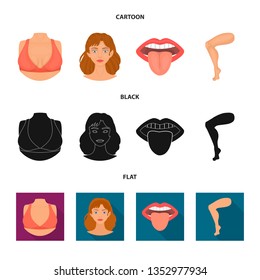 Vector illustration of body and part logo. Collection of body and anatomy stock symbol for web.