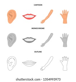 Vector illustration of body and part logo. Collection of body and anatomy stock vector illustration.