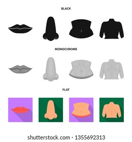 Vector illustration of body and part logo. Collection of body and anatomy stock symbol for web.