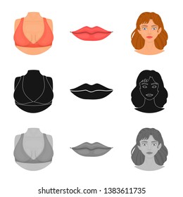 Vector illustration of body and part logo. Collection of body and anatomy stock vector illustration.