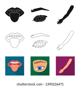 Vector illustration of body and part logo. Set of body and anatomy vector icon for stock.