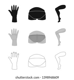 Vector illustration of body and part logo. Set of body and anatomy stock symbol for web.