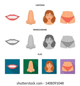 Vector illustration of body and part logo. Collection of body and anatomy stock vector illustration.