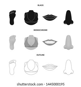 Vector illustration of body and part logo. Collection of body and anatomy stock symbol for web.