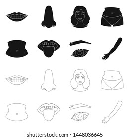 Vector illustration of body and part logo. Set of body and anatomy vector icon for stock.