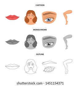 Vector illustration of body and part logo. Set of body and anatomy stock vector illustration.