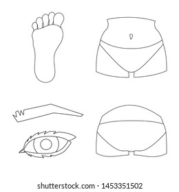Vector illustration of body and part logo. Set of body and anatomy vector icon for stock.