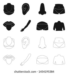 Vector illustration of body and part logo. Collection of body and anatomy stock vector illustration.
