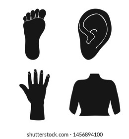 Vector illustration of body and part logo. Set of body and anatomy stock symbol for web.