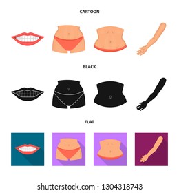 Vector illustration of body and part sign. Collection of body and anatomy stock vector illustration.
