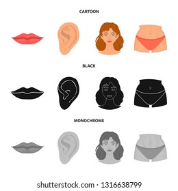 Vector illustration of body and part sign. Collection of body and anatomy stock symbol for web.