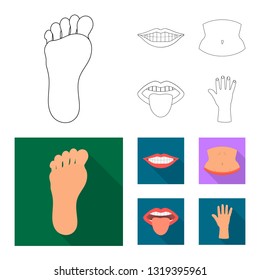 Vector illustration of body and part sign. Collection of body and anatomy stock symbol for web.