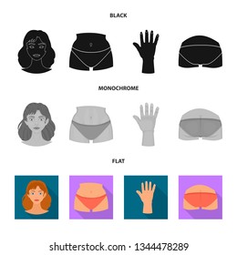 Vector illustration of body and part sign. Set of body and anatomy stock symbol for web.