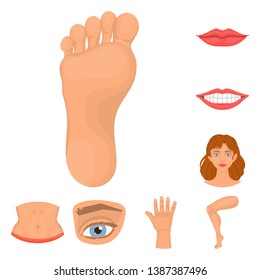 Vector illustration of body and part sign. Set of body and anatomy stock symbol for web.