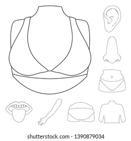 Vector illustration of body and part sign. Collection of body and anatomy stock symbol for web.