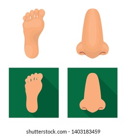 Vector illustration of body and part sign. Collection of body and anatomy vector icon for stock.