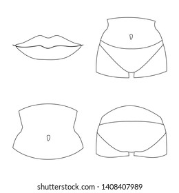 Vector illustration of body and part sign. Set of body and anatomy stock symbol for web.