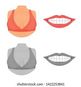 Vector illustration of body and part sign. Set of body and anatomy stock symbol for web.