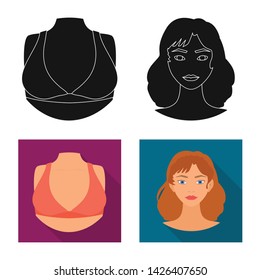Vector illustration of body and part sign. Set of body and anatomy stock symbol for web.