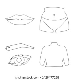 Vector illustration of body and part sign. Collection of body and anatomy stock symbol for web.